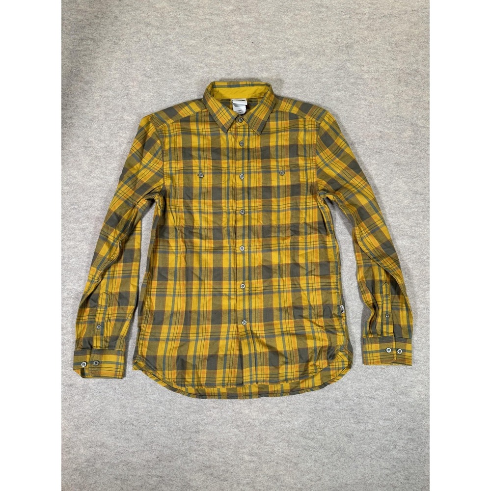 The North Face Shirt Mens Small Yellow Plaid Long Sleeve Flannel Button Up